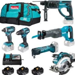 Akkukonesarja Makita LXT DLX6135TX1 6 konetta 18V 3x5,0 Ah akuilla