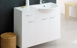 Allas ja allaskaappi Otsoson Susa 900 900x320/390 valkoinen oikea sileäovi sivukaappi yhdellä laatikolla