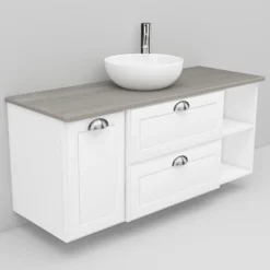 Allaskaappi ja Coast-allas Noro Flexline 165.3 1200 mm marmoritaso valkoinen kehysovi