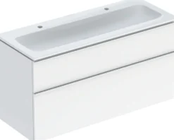 Allaskaappi kaksoisaltaalla Geberit iCon, 630x1200mm, allaskytkennällä, korkeakiilto valkoinen