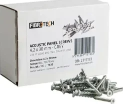 Asennusruuvit Fibrotech akustiikkalevyille, 4.2x30mm, harmaa, 100kpl