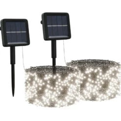Aurinkoenergia keijuvalot 2 kpl 2x200 LED sisä/ulko eri värejä
