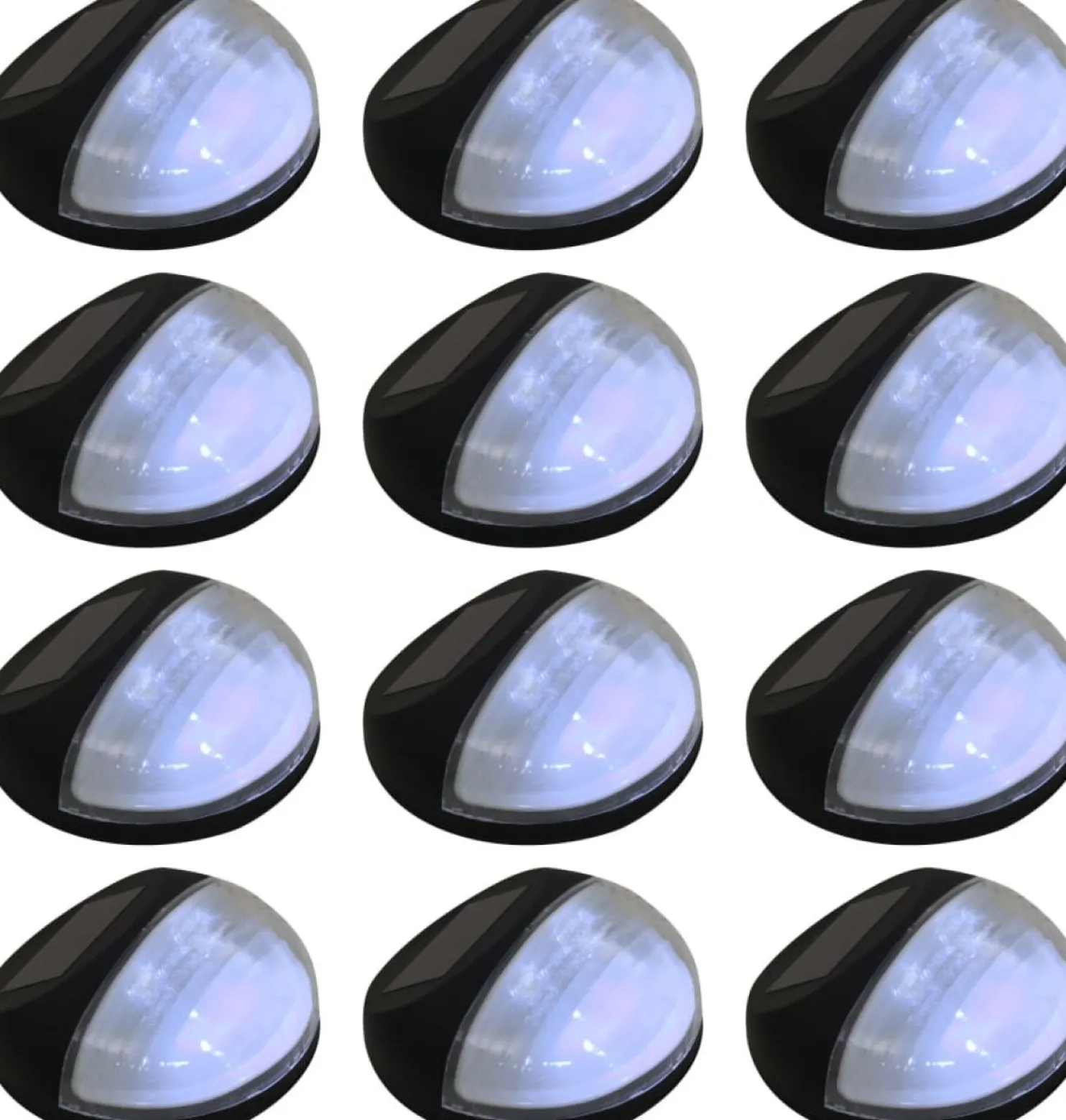 Aurinkoenergia ulkoseinävalaisimet, LED, 12 kpl, pyöreä, musta