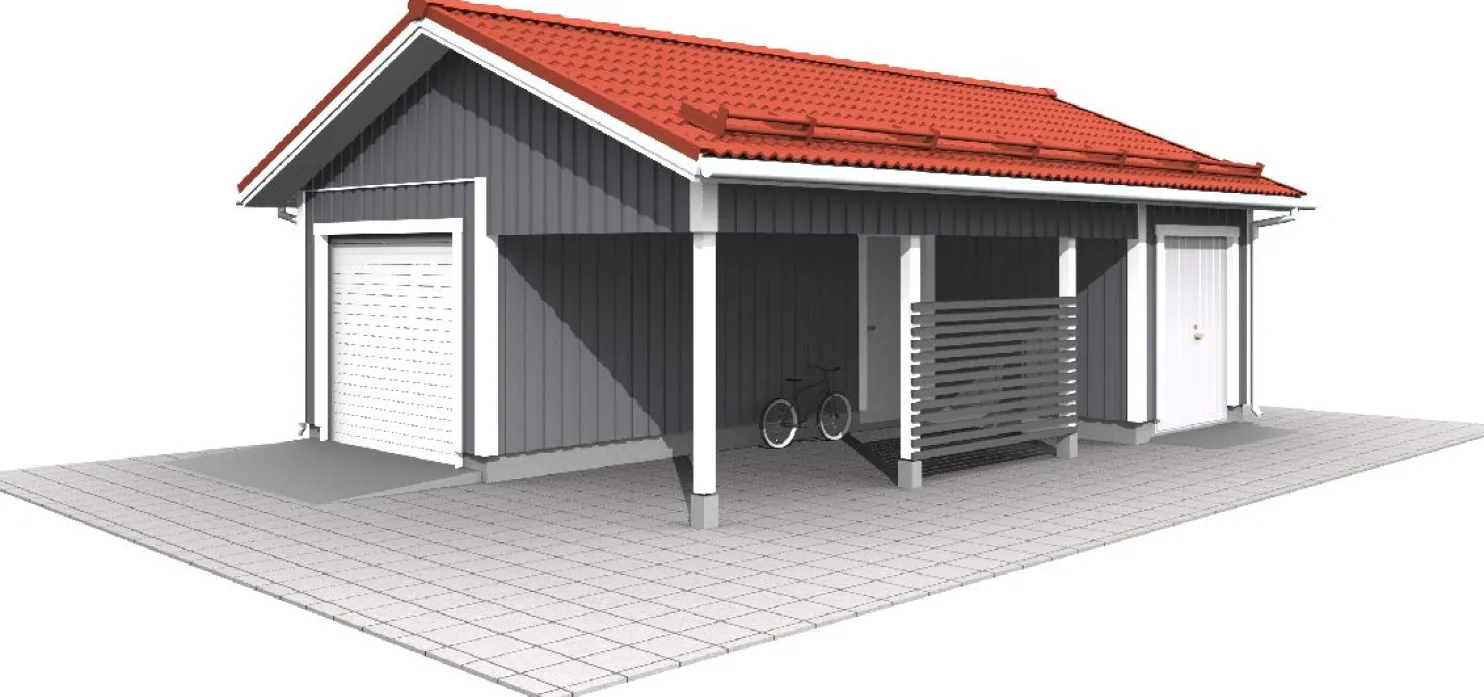 Autotalli ja -katos Piharati C4, 36.5m²