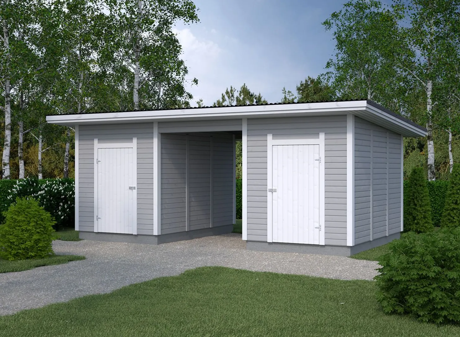 Elementtivarasto Timburg E12M 6040x3180 mm 19.2 m² puuvalmis