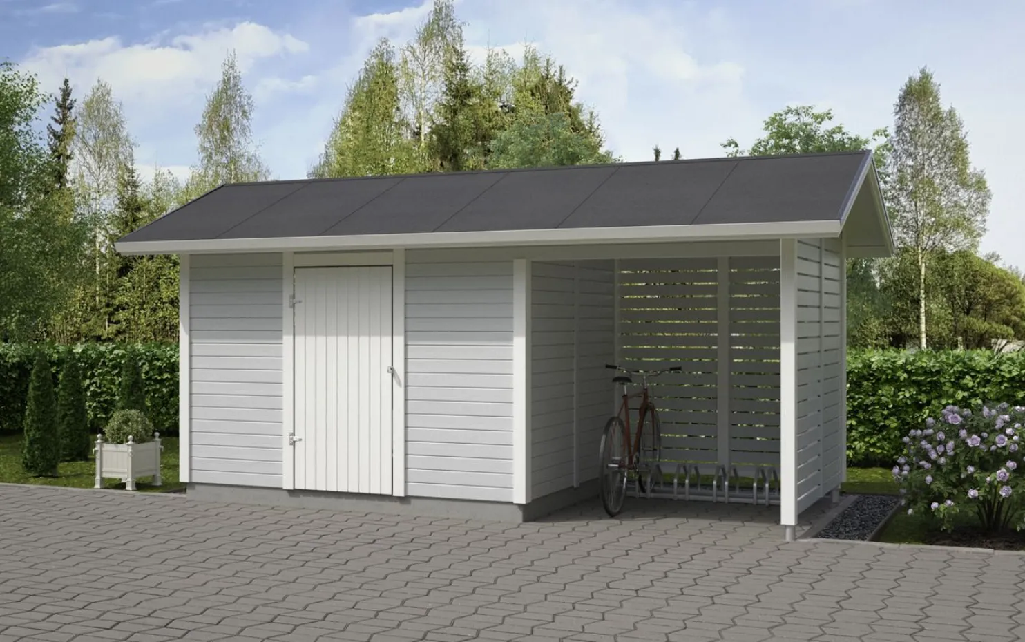 Elementtivarasto Timburg E7M 5040x2140 mm 10.79 m² puuvalmis