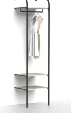 Eteisen säilytysjärjestelmä Mirror Line Nivo, tangolla ja hyllyillä, leveys 60cm, mittatilaus