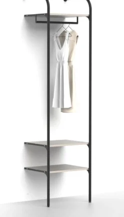 Eteisen säilytysjärjestelmä Mirror Line Nivo, tangolla ja hyllyillä, leveys 60cm, mittatilaus