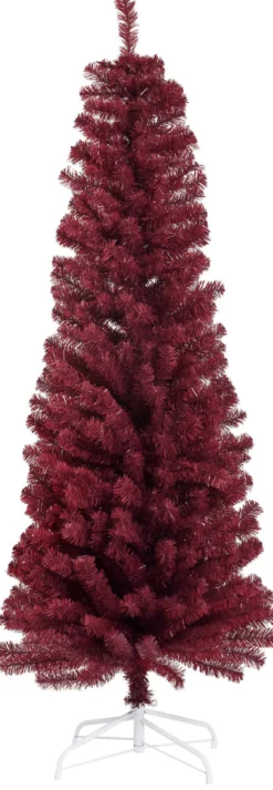 Joulukuusi Nordic Winter, Bling, kapea PVC, luokka C, 180x68cm, tummanpunainen