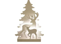 Joulusiluetti Nordic Winter poro 3D LED-valot paristokäyttöinen