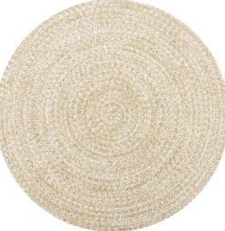 Juuttimatto Ø90cm käsinkudottu valkoinen/luonnollinen kuvio