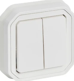 Kaksoismonitoimikytkin/-painike Legrand Plexo 10 A IP55 uppo kiinnityskynsillä, valkoinen