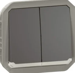 Kaksoismonitoimikytkin/-painikemekanismi Legrand Plexo 10 A IP55 merkkivalolla, antrasiitti