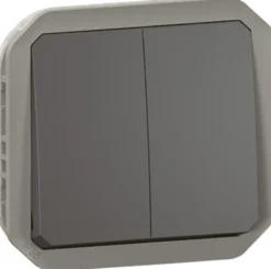 Kaksoismonitoimikytkin/-painikemekanismi Legrand Plexo 10 A IP55, antrasiitti