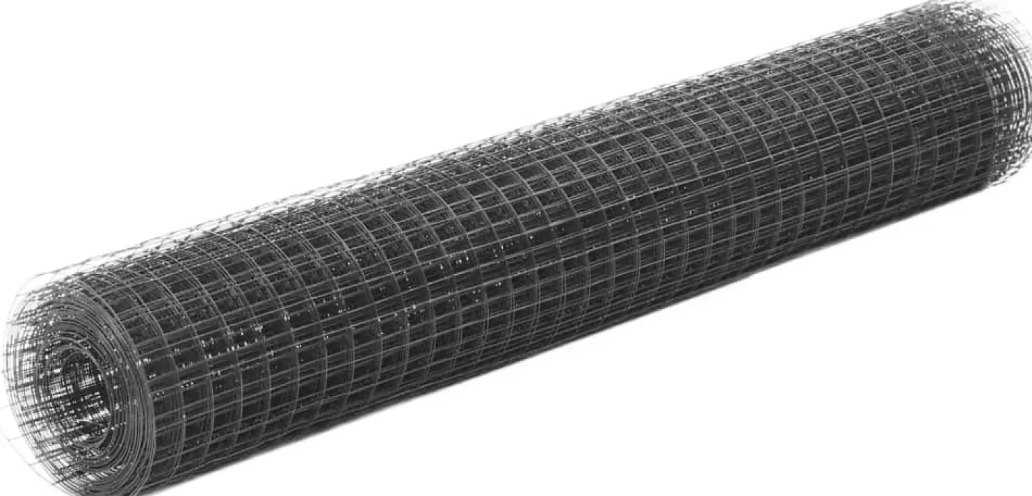 Kanaverkko 16x16mm teräs PVC pinnoitteella 25x1m harmaa
