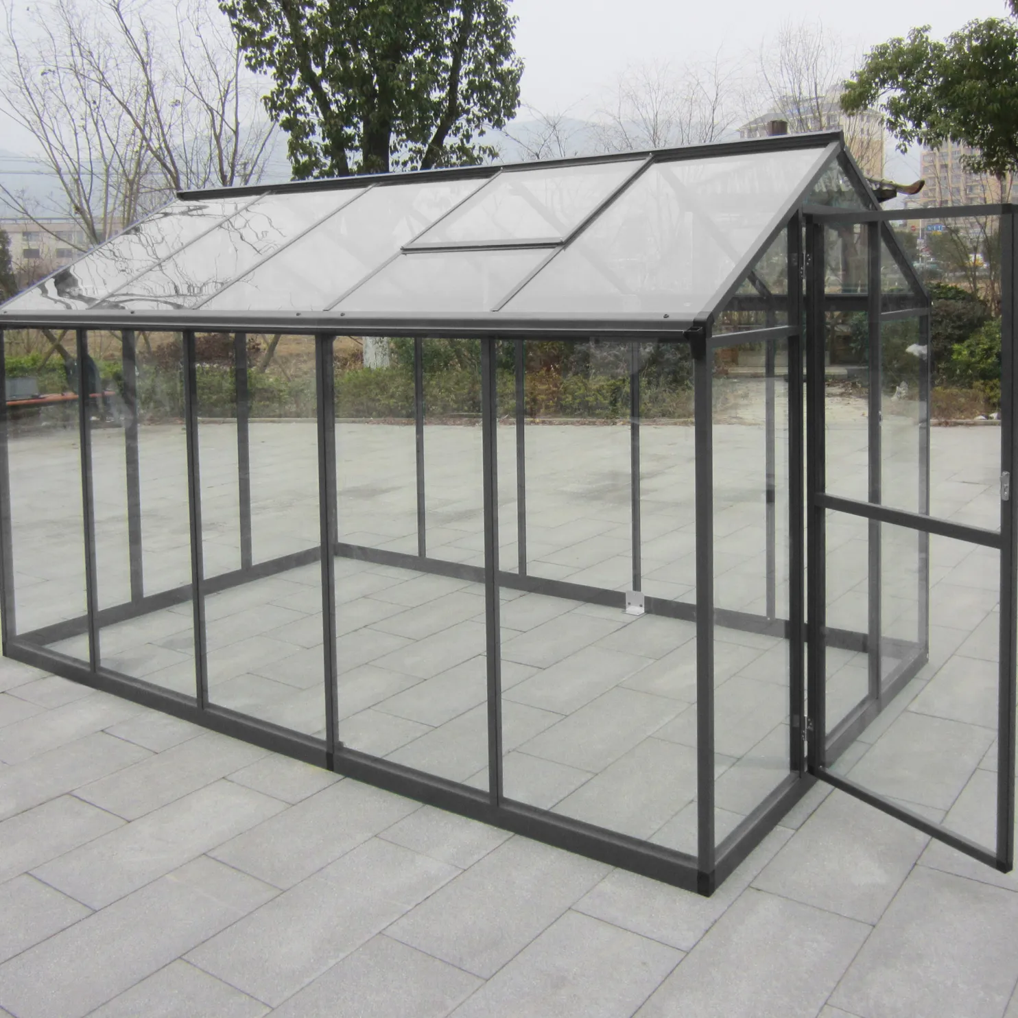 Kasvihuone AB Polar Elegant 5,7m², turvalasit, harmaa alumiinirunko