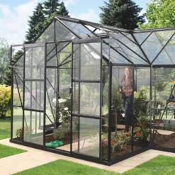 Kasvihuone Vitavia Sirius 13000, 13m², lasi, musta, sokkelilla