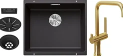 Keittiöallas Blanco Subline 500-U ja Lapetek Lino-A keittiöhana APK-liitäntä kulta
