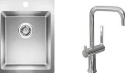 Keittiöallas Lapetek Luna-X 340-IFA 505x390mm rst + keittiöhana Lapetek Lino-A, APK-venttili, kromi