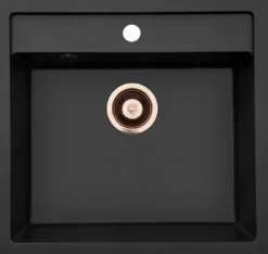 Keittiöallas Lavabo Jupiter 60, 556x526mm, komposiitti, musta, eri pohjaventtiilin värejä