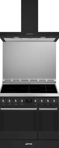 Keittiöpaketti Smeg - CG92IANT9 induktioliesi, kaksoisuuni, roiskesuoja ja liesituuletin, 90 cm, antrasiitti