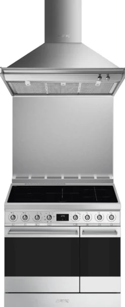 Keittiöpaketti Smeg - CG92IXT induktioliesi, kaksoisuuni, roiskesuoja ja liesituuletin, 90 cm, rst