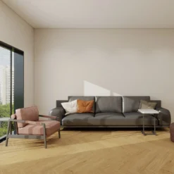 Kivikomposiittikalanruotovinyylilankku DomusFlooring Lempo luonnontammi, integroitu askeläänieriste