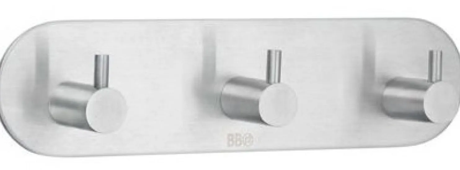 Kolmoiskoukku Beslagsboden Design 1103 tarrakiinnitteinen harjattu