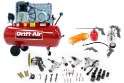 Kompressorisetti Drift-Air CT 4/380 5 paineilmakonetta 45 lisävarustetta ja 5 paineilmatyökalua