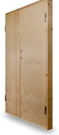 Kylmävaraston pariovi Jabo Ljusdal 150x190cm, käsittelemätön urajyrsitty vaneri