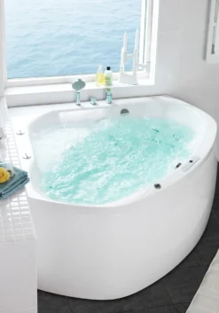 Kylpyamme Hafa Aqua 140C, kulmamalli, valkoinen