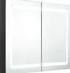 Kylpyhuoneen LED-peilikaappi, kiiltävä musta, 80x12x68cm
