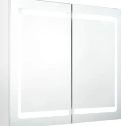 Kylpyhuoneen LED-peilikaappi, kiiltävä valkoinen, 80x12x68cm