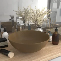 Kylpyhuoneen pesuallas keraaminen matta kerma pyöreä