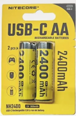 Ladattava AA-akku Nitecore NH2400 2400mAh USB-C 2kpl
