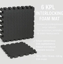 Lattiansuojamatto MagPro, EVA 400 x 400 x 10 mm 6 kpl musta