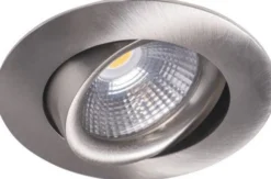 LED-alasvalo Airam Compact Ø80x39 mm IP44 5W/830 himmennettävä suunnattava satiini nikkeli