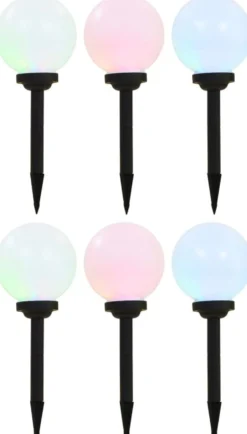 Led-aurinkokennovalaisin 6kpl väriä vaihtava pyöreä 20cm rgb