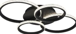 LED-kattovalaisin Trio Cires, mattamusta/kristalliefekti, 4000K