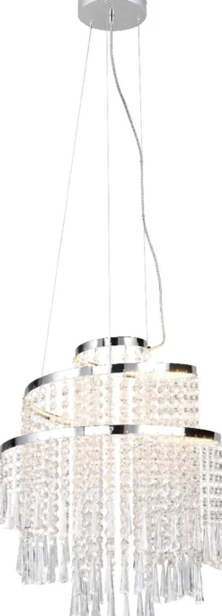 LED-riippuvalaisin Trio Pomp, 38cm, kromi/kirkas