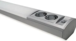LED-työpistevalaisin Ensto Ami ALH122L550 9W/830/840 550 mm 2-osainen pistorasia + kytkin harmaa