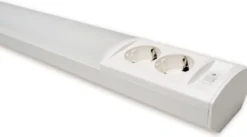 LED-työpistevalaisin Ensto Ami AL122L750 10W/830/840 752mm 2-osainen pistorasia+kytkin valkoinen