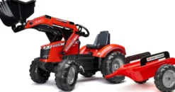 Leikkikaivinkone peräkärryllä Falk Massey Ferguson, punainen