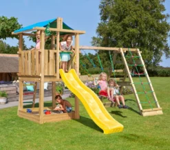 Leikkikeskus Jungle Gym Hut ja Climb Module X'tra sis. liukumäen