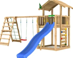 Leikkitorni Jungle Gym Chalet 2.1, 2-Climb Module 220, sininen liukumäki