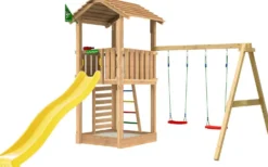Leikkitorni Jungle Gym Cottage 2.1, 2-Swing Module 220, vihreä liukumäki