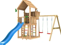 Leikkitorni Jungle Gym Palace 2.1, 2-Swing Module 220, sininen liukumäki