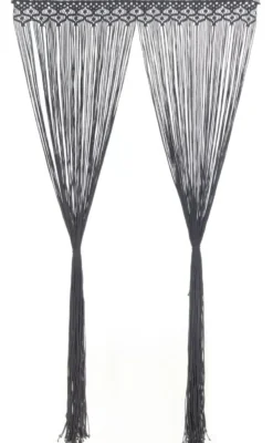 Macrame verho antrasiitti puuvilla 140x240 cm