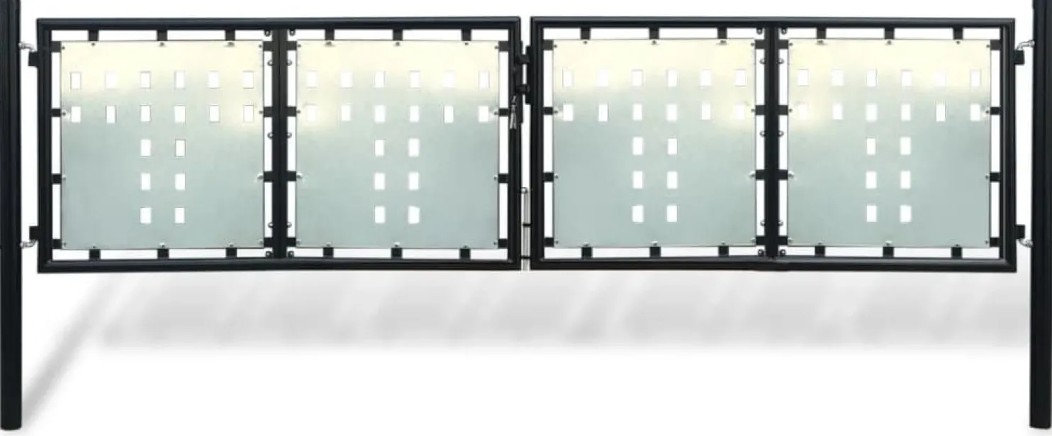 Musta kaksiovinen aitaportti 300x125cm