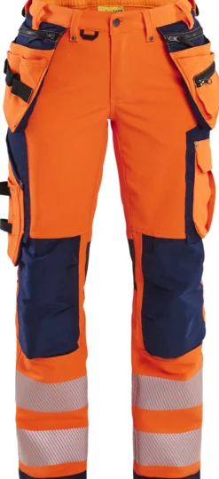 Naisten riipputaskuhousut Blåkläder 7197 Highvis Stretch huomioväri/sininen